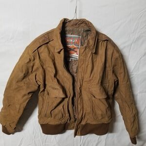 Winlit Men's Tan Suede Bomber Jacket